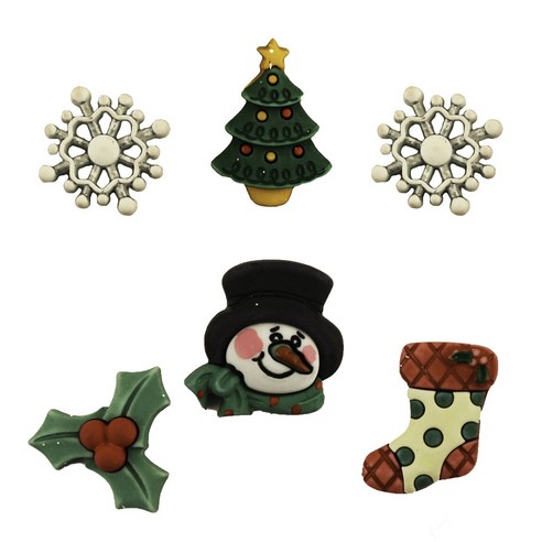 버튼갤로어 홀리데이 펀 3D 버튼 단추, Winter Wonderland, 6개입