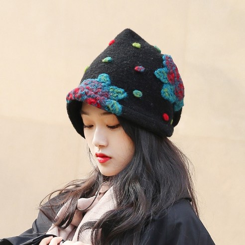 체리플로피 겨울 방한 여성 모자 워터볼 비니