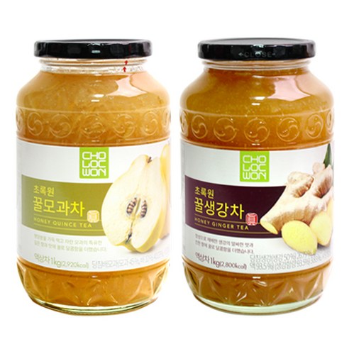 초록원 꿀모과차1kg +꿀생강차1kg, 2개, 1개