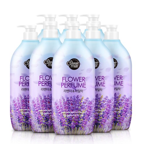 샤워메이트내추럴 퍼플플라워 라벤더&라일락 바디워시, 900g, 8개