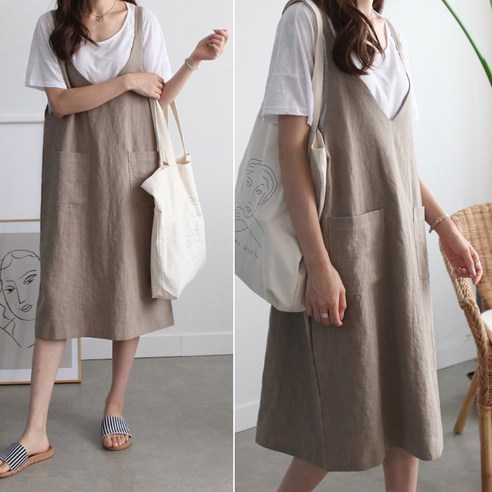 하늘바라기 린넨 데일리 뷔스티에 원피스