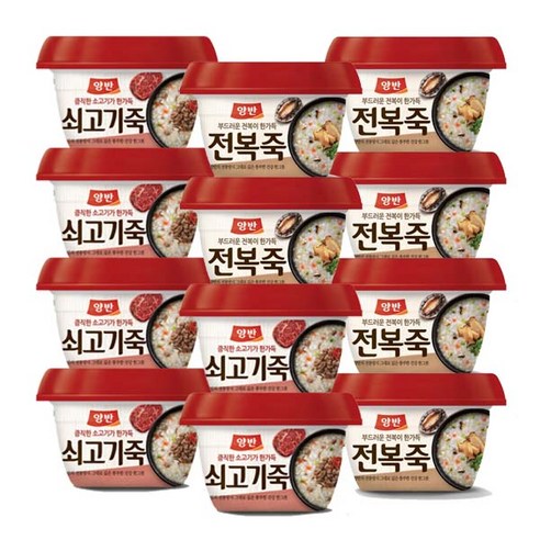 양반죽 쇠고기죽6개+전복죽6개, 동원 양반죽(소고기죽 6개+전복죽 6개)용기_12개