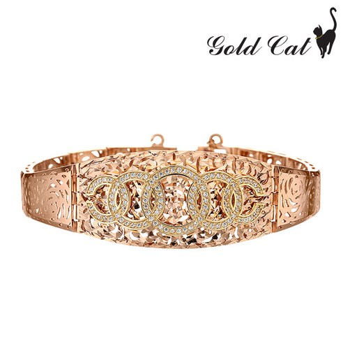 골드캣 14k 18k 럭셔리 큐링 컷팅 팔찌 B1608