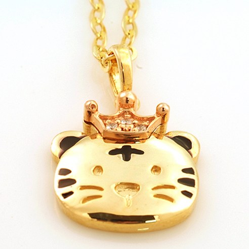 호랑이미아방지목걸이 18K GOLD [미아방지목걸이] 호랑이큐빅왕관_BP560 Best Top5
