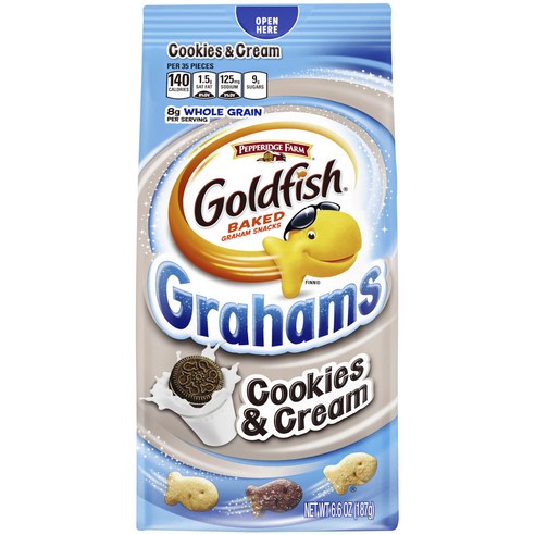 페퍼리지팜 골드피시 베이크드 스낵 크래커 그레이엄 187g, 쿠키 & 크림(Cookies & Cream), 1개