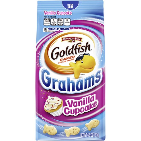 페퍼리지팜 골드피시 베이크드 스낵 크래커 그레이엄 187g, 1개, 바닐라 컵케이크(Vanilla Cupcake)