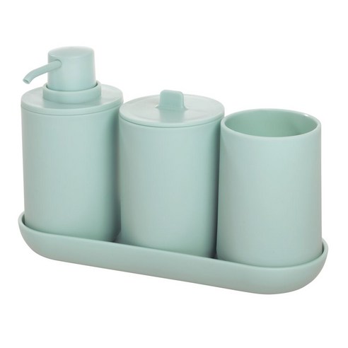 iDESIGN 케이드 배스 액세서리 욕실 디스펜서 4종 세트, 1개, Soft Aqua