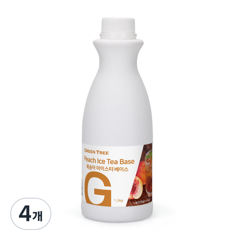 그린트리 복숭아 아이스티 베이스-1.2kg, 1.2kg, 4개