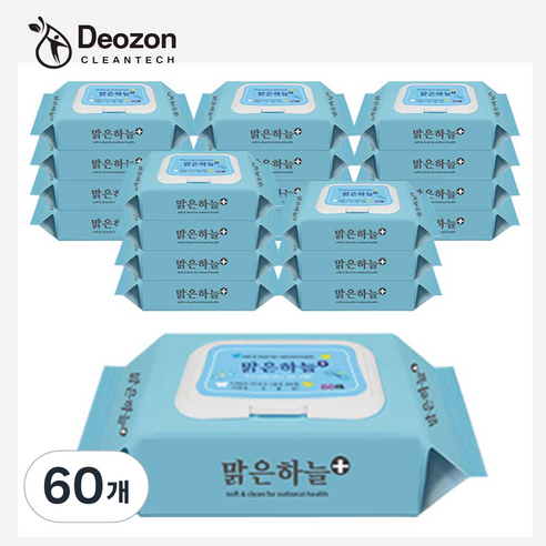 밁은하늘플러스 물티슈 캡형 1억2천만팩 판매, 60개, 80매, 40g