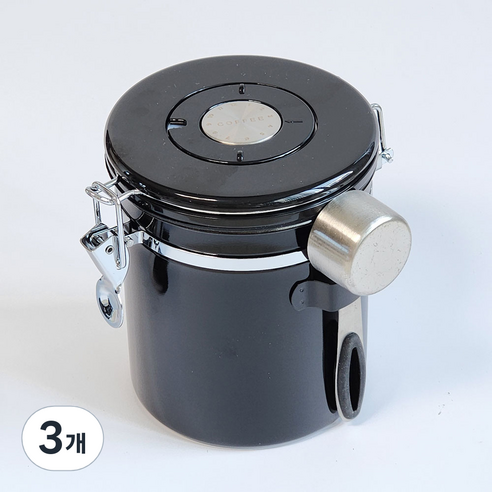 프리즈마 베큠 씰 커피 캐니스터 650g 스테인리스 원두 밀폐용기, 3개, 블랙