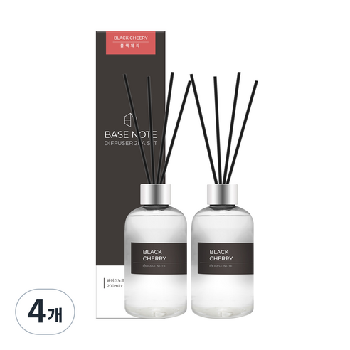 베이스노트 홈 디퓨저, 블랙체리, 200ml, 4개