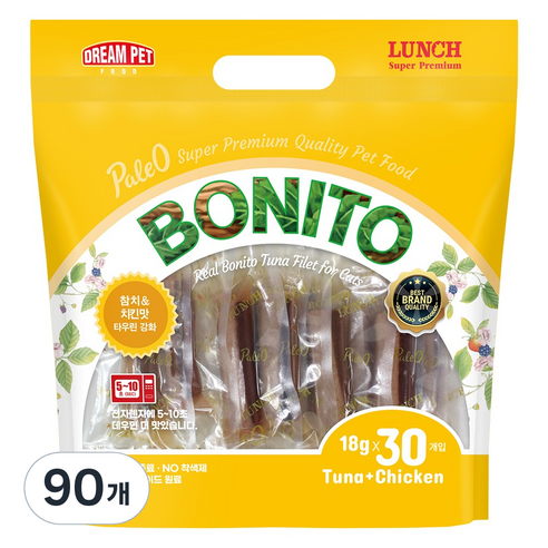 드림펫푸드 런치보니또, 90개, 18g, 참치+치킨맛