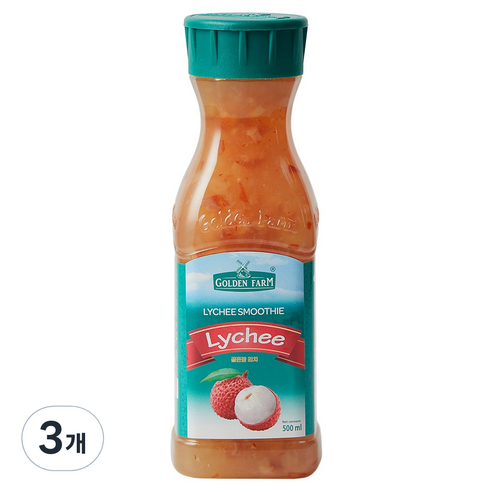 골든팜 리치 과일청, 500ml, 3개