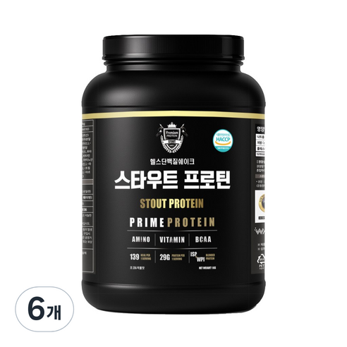 헬스 단백질 보충제 스타우트 프로틴 초코 곡물맛 식물성 분리유청, 6개, 1kg