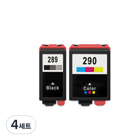 [엡손] T289 T290 엡손 호환잉크 Workforce 100 WF100 T2891 T2900 T2950 세트, 4세트, 검정(T289)+칼라(T290) 세트