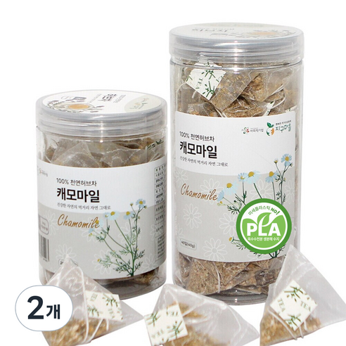 지구마을 옥수수전분 생분해필터 PLA 캐모마일 허브티백차, 2개, 40개입, 1g