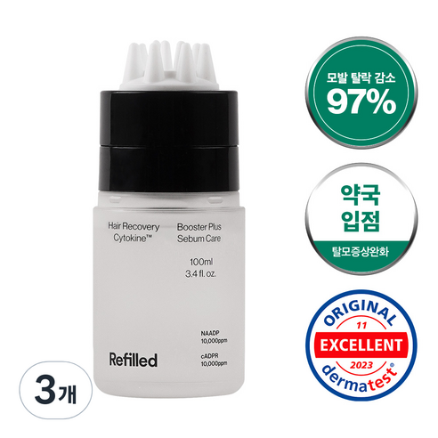 리필드 사이토카인 탈모증상완화 세범 케어 헤어토닉 부스터 지성 두피 전용, 3개, 100ml