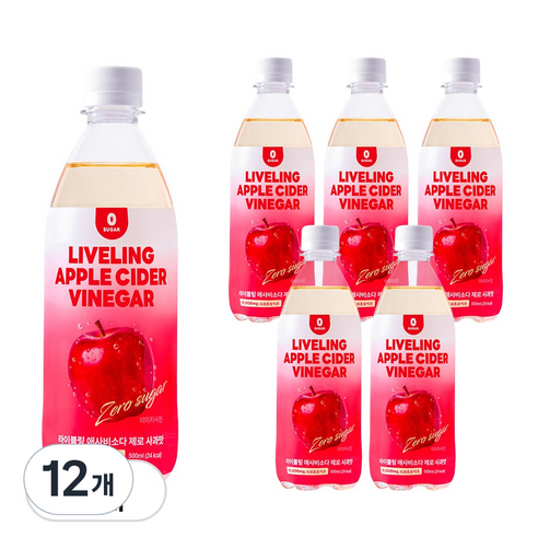 라이블링 애사비 제로 소다 사과맛 고함량 애플사이다비니거 탄산음료, 12개, 500ml
