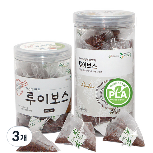 지구마을 옥수수전분 생분해필터 PLA 삼각티백 루이보스 허브티백차, 3개, 50개입