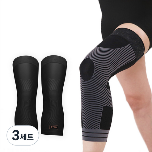 테이핑테크 스웨이드 무릎보호대 테이핑 등산 런닝 슬개골 골프 테니스, 블랙, 3세트