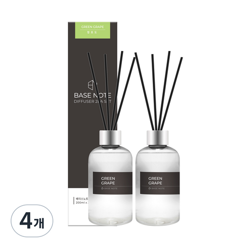 바이향 베이스노트 홈 디퓨저, 청포도, 200ml, 4개