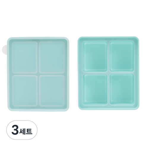 네오실리 국산 프리미엄 실리콘 이유식 채소 냉동틀 아이스트레이, 3세트, 민트+민트