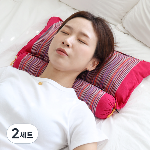 만사형통 분리형 경추 국산 메밀 베개, 빨강, 2세트