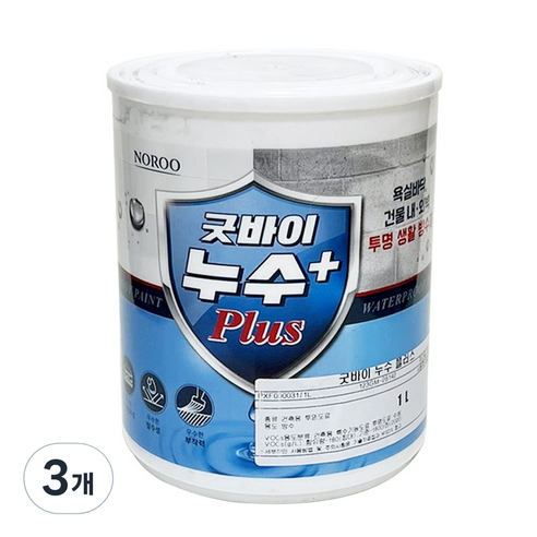노루 침투형투명방수재 굿바이누수플러스 실내외타일위방수시공 1L, 3개