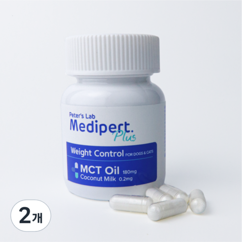 피터스랩 메디퍼트 플러스 웨이트컨트롤 강아지 고양이 MCT오일 체중조절제 영양제, 2개, MCT오일 웨이트컨트롤, 다이어트(체중감소), 30정
