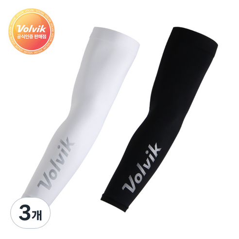[VOLVIK] 볼빅 아쿠아엑스 냉감 골프 쿨토시 팔토시 양손 자외선차단 파크골프 운전 낚시 등산 스포츠 쿨토시, 화이트, 3개