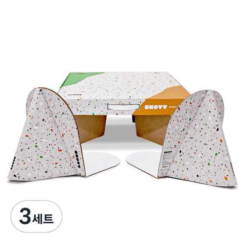 SKOVV 스코우 종이의자 캐리어 테이블 세트(2in1) 페스티벌 콘서트 피크닉 접이식 휴대용 등받이의자 컵홀더 한강 공원 외야석 잔디밭 나들이 초경량 좌식의자, [2in1세트] 종이의자 캐리어테이블 세트, 3세트