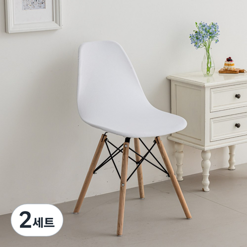 커버무드 고탄력 벨벳 에펠 의자 커버 2개, 2세트, 화이트