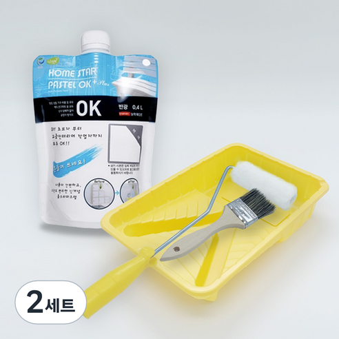 홈스타파스텔 방문 가구 벽면 벽지 셀프 도구세트, 2세트, 400ml, 연두