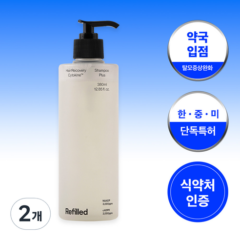 리필드 탈모완화 건성 피부 사이토카인 탈모샴푸 비듬 개선 두피 수분 케어, 380ml, 2개