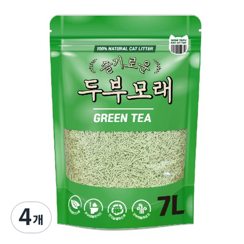 슬기로운두부모래 그린티 고양이 두부모래, 7L, 4개, 녹차향