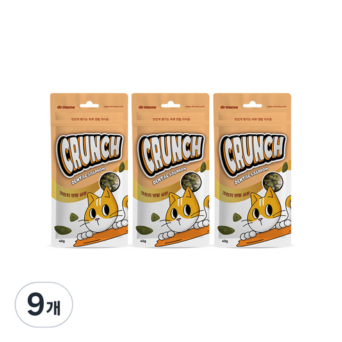 [썬더펫] 닥터뮨 쿠앙 크런치 덴탈 연어 양치껌 고양이껌, 40g, 9개