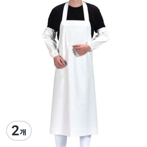 프리마 방수 앞치마 정육 수산 구내식당 팔토시, 2개, 화이트