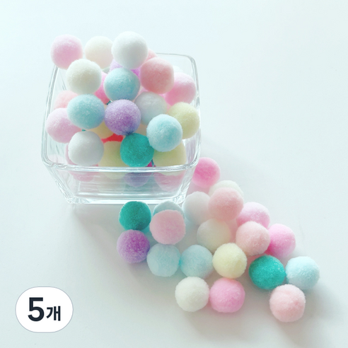 컬러 믹스 폼폼이 뿅뿅이 칼라솜 솜방울 10mm-30mm, 25미리*2봉, 5개, 파스텔