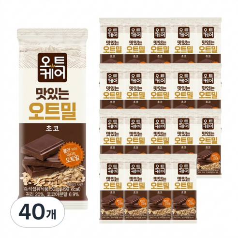 오트케어 맛있는 오트밀 초코 낱봉팩, 40개, 50g