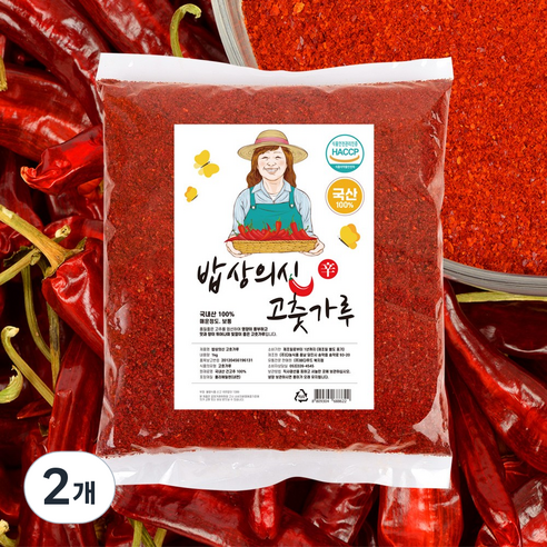 올바른습관 밥상의신 국산 햇 고춧가루 태양초와저온건조황금비율 양념용 보통맛, 1kg, 2개