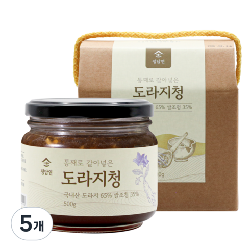 [100% 국산 약도라지] 정담연 통째로 갈아넣은 도라지청 고함량, 5개, 1개입, 500g