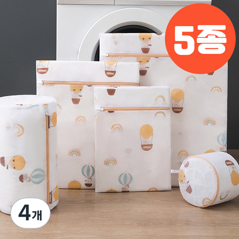 버라인 안심 메쉬 다용도 프리미엄 세탁망 5종 세트, 4개, 벌룬
