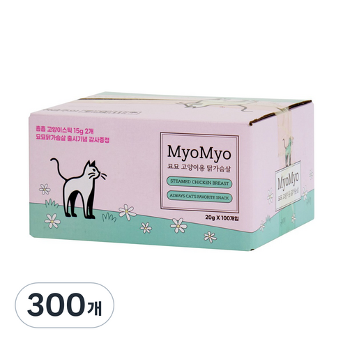 묘묘 고양이 닭가슴살 고양이 간식, 300개, 20g, 닭고기