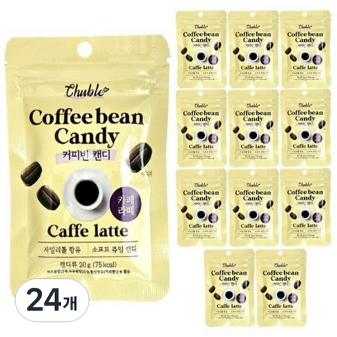저당 커피사탕 츄블 커피빈 캔디 카페라떼, 240g, 24개