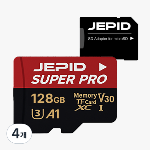 제피드 SUPERPRO 마이크로 SD카드 블랙박스 메모리카드 초고속 UHS-I, 4개, 128GB