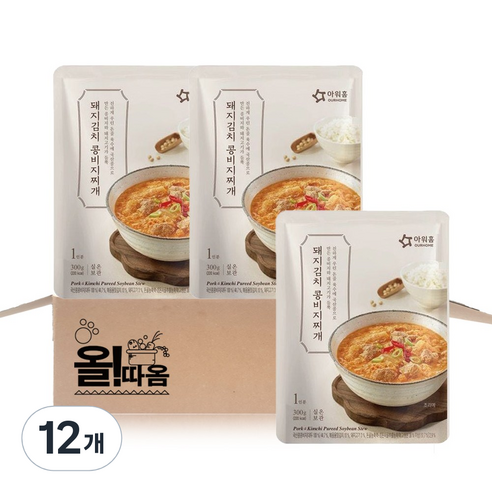 아워홈 돼지김치 콩비지찌개, 12개, 300g