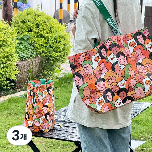 XFD 방수 가벼운가방 빅쇼핑백 대용량 빅쇼핑백 숄더백 장바구니 54cm5cm, 3개, 캐릭터