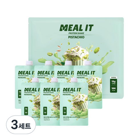 밀잇 식단관리 포켓형 단백질 쉐이크 피스타치오맛, 3세트, 280g