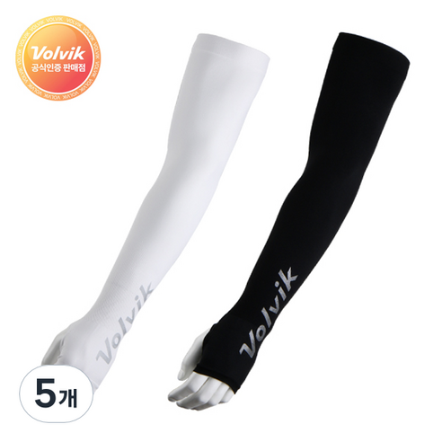 [VOLVIK] 볼빅 아쿠아엑스 냉감 골프 손등커버 쿨토시 팔토시 양손 자외선차단 파크골프 운전 낚시 등산 스포츠 쿨토시, 화이트, 5개