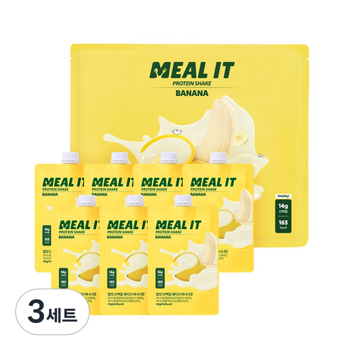 밀잇 식단관리 포켓형 단백질 쉐이크 바나나맛, 3세트, 280g